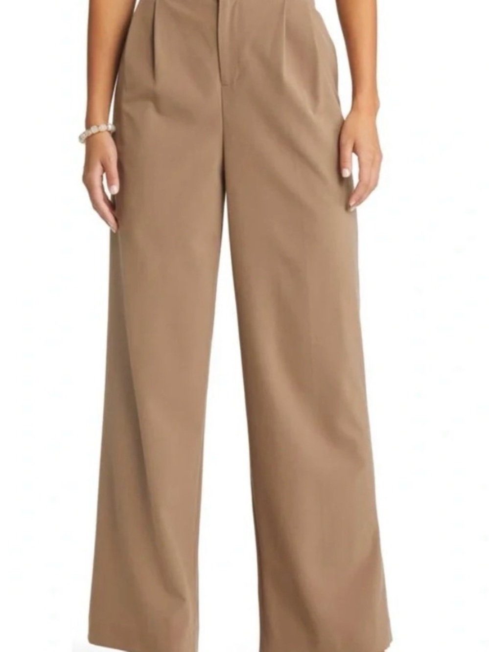Nordstrom Wide-Leg High-Waist Pants in Tan